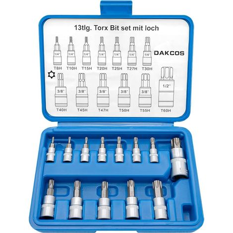 Torx Socket Wrench Set T8 -T60, Torx Bit Set 1/4, 3/8, 1/2