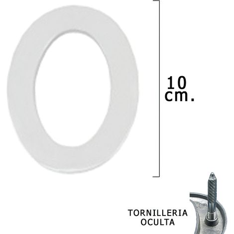 Métal Chiffre "0" Argent Mat 10 cm. avec vis cachées (Blister 1 pièce)