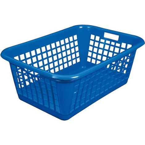 Corbeille à linge en polyéthylène 60 L – Dimensions 61x42x24 cm – 2 poignées intégrées pour transport facile – Rectangulaire bleu – Aluminium Et Plastique (1/3)