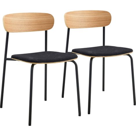 Lot de 2 chaises empilables en bois noir (1/5)