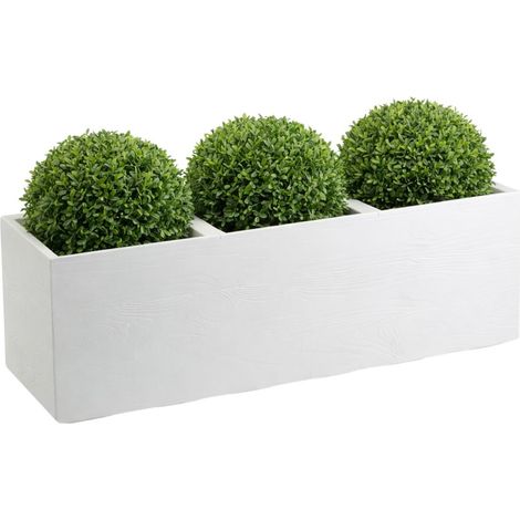 Pot de fleurs Bétonique sur roulettes, carton recyclé, crème, 90 x 30 x 30 cm (1/5)