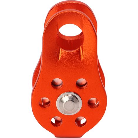 Poulie d'escalade à plaque latérale fixe, poulie à simple gorge, poulie de levage orange, équipement de transport par téléphérique (1/5)