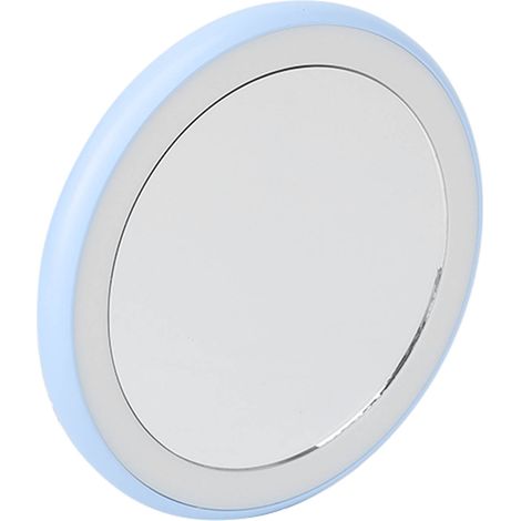 Miroir de poche rond LED 12 pièces, version pile, compact bleu ciel, format voyage, maquillage lumineux (1/5)