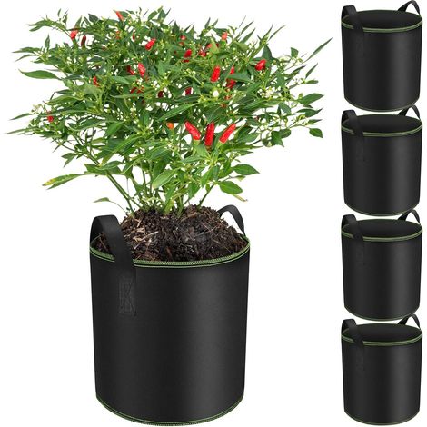 5 Sacs De Culture 12L Avec Poignées, Tissu Non Tissé Pour Légumes, Fleurs, Jardin (1/5)