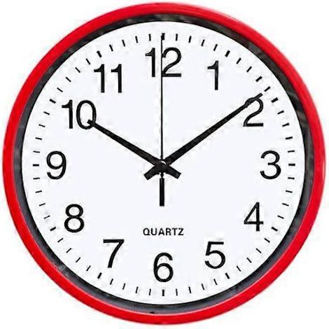 Horloge murale silencieuse sans tic-tac, grande horloge ronde avec chiffres - FS - rouge (1/5)