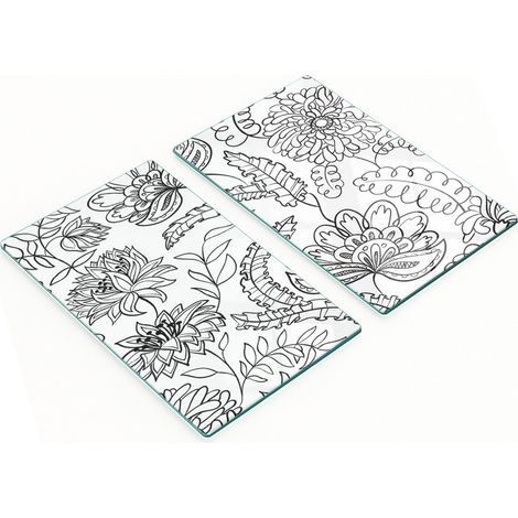Tablas de servir de cristal para cocina con estampado floral gr谩fico 2x30x52 cm