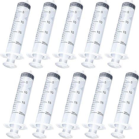 Lot de 10 seringues en plastique 20 ml réutilisables – Seringues de distribution pour laboratoire, alimentation animale et arrosage de plantes – Dosage précis (1/4)