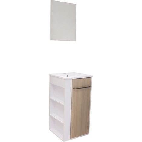 ONDEE ZEN - Meuble lave-mains à poser NOVA - version droit - Blanc - mélaminé - miroir (1/3)