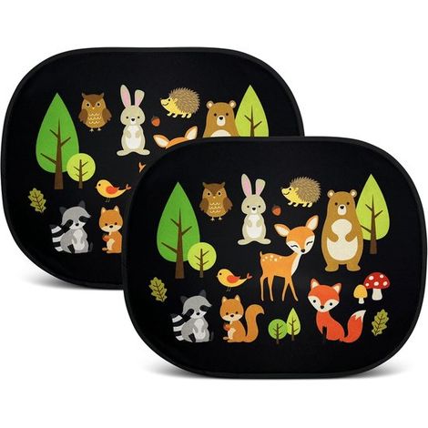 Auto-Sonnenschutzblenden mit Tiermotiven Statisch haftende PVC-Folie einfach anzubringen schützt Kinder vor UV-Strahlung und Hitze universell (1/4)