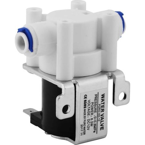 1/4 pouce DC 12V Électrovanne Électrique Normalement Fermée Vanne Purificateur d'Eau, Commutateur Débit avec Connexion Rapide (1/5)
