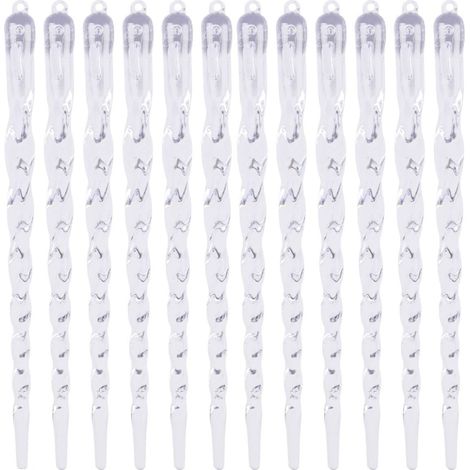 Guirlande De Glaçons - Décoration De Noël En Plastique Transparent - Pour Arbre De Noël, Balcon, Auvent Ou Intérieur - Lot De 12 Pièces (1/5)