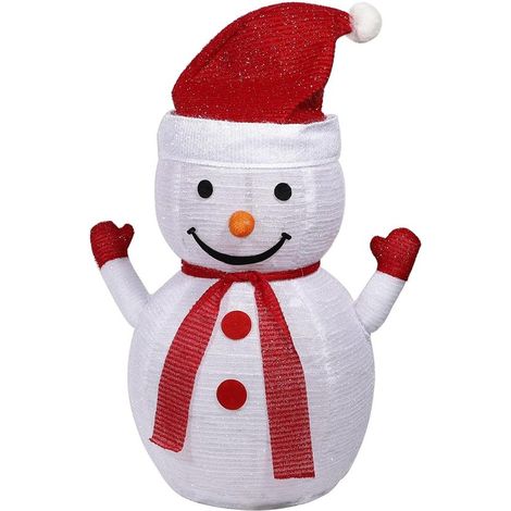 Bonhomme de neige lumineux étanche - Éclairage de Noël extérieur - À piles - Pliable - Résistant au gel - Décoration de jardin et balcon - Ambiance lumineuse (1/5)