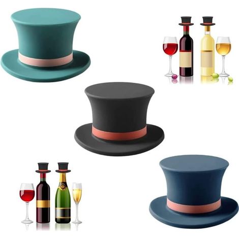 3er-Pack Silikon-Flaschenverschlüsse: Lustige und wiederverwendbare Flaschenverschlüsse, um Wein, Bier, Champagner und andere Spirituosen frisch zu halten. (1/2)