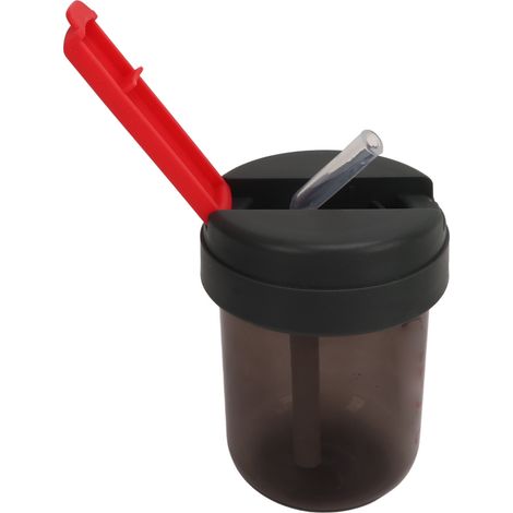 Tragbarer 300-ml-Isolierbecher mit Strohhalm, ideal zum Trinken, Teetrinken oder einfach für die Arbeit oder den Sport (schwarz). (1/5)