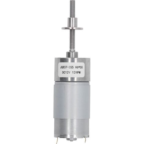 Moteur à engrenage auto-verrouillant DC12V 12RPM, arbre fileté M6 avec bride, réducteur à vis sans fin pour motorisation lente, équipement complet (1/5)
