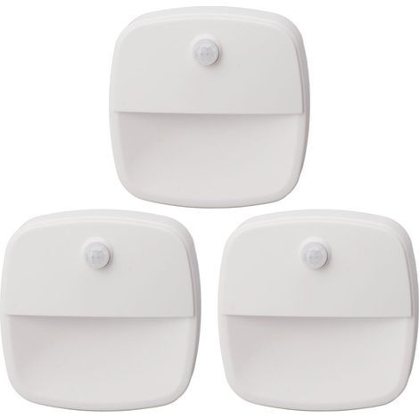 Set mit 3 kabellosen Nachtlichtern mit Bewegungssensor, Batterien enthalten, Reichweite 2 m.