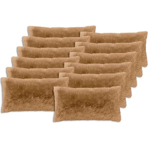 Housse de coussin 12 pcs HEERLEN Taupe 40 x 80 cm Fleece PV vidaXL