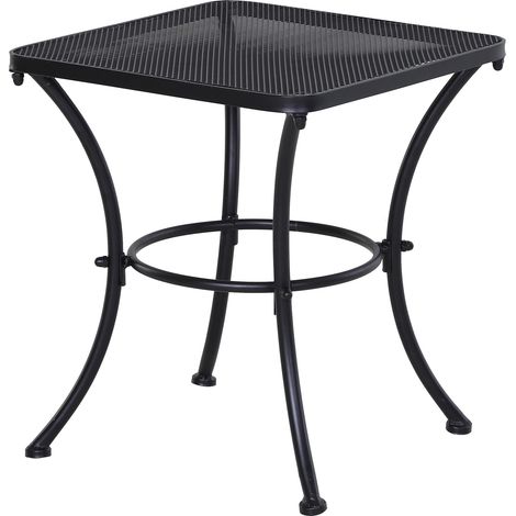 Easycomfort Tavolino da Giardino Quadrato in Acciaio con Piano Traforato, 45x45x50 cm, Nero (1/5)