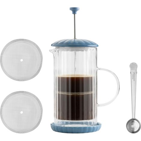 French Press Cafetière en verre et acier inoxydable pour 1 à 2 tasses, filtre à mailles fines sans papier, passe au lave-vaisselle (1/5)