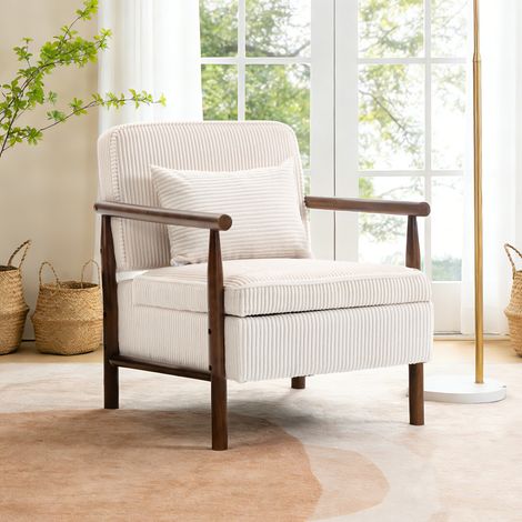 1806, fauteuil, fauteuil d'appoint moderne de style médiéval avec structure en bois, fauteuil rembourré pour salon avec coussin lombaire, fauteuil de lecture pour chambre et véranda d'hiver (1/5)