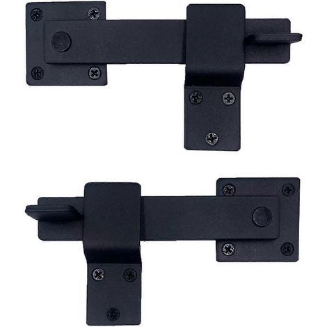 Verrou à bascule robuste en fer forgé de 14 cm (5,5 po), 1 pièce en métal massif pour portes de grange/clôtures en bois, sécurité et intimité (noir) (1/5)