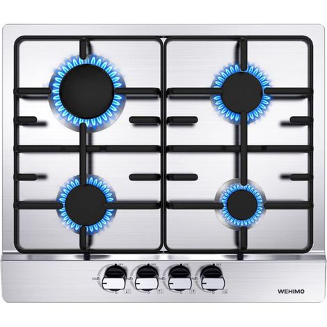Plaque de cuisson gaz encastrable 4 feux inox - 59 x 51 cm (1/5)