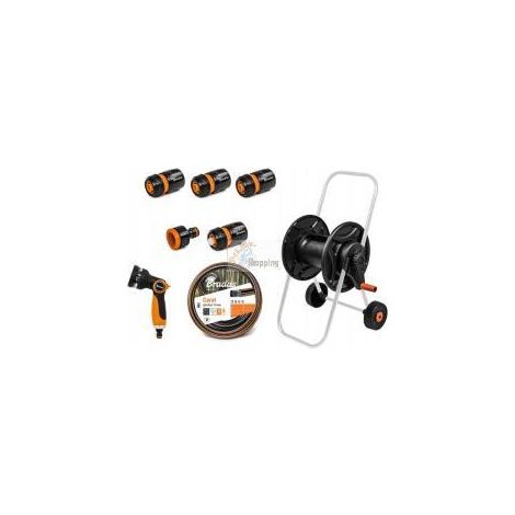 Carrello con tubo flessibile da 1/2" 20m, pistola e raccordi Black Line Bradas 7901 (1/3)