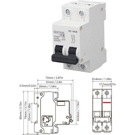Disjoncteur CC 2P 1000V 20A protection surcharge solaire PV (1/5)