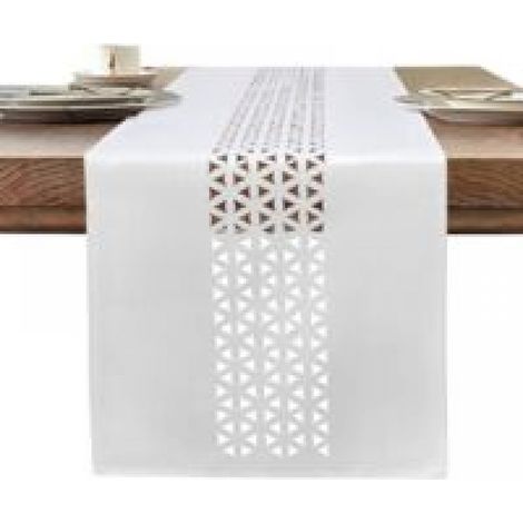 183 x 35 cm Linen White Table Runner, Modern Linen Look and Washable, for Dining Table Decoration, Restaurants, Christmas Parties (1/5)