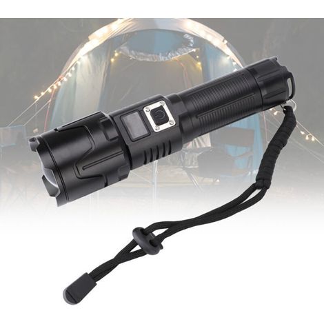 Lampe de poche super lumineuse 3 modes zoomable IPX4 étanche lampe de poche LED rechargeable avec écran LCD pour camping randonnée, (1/4)