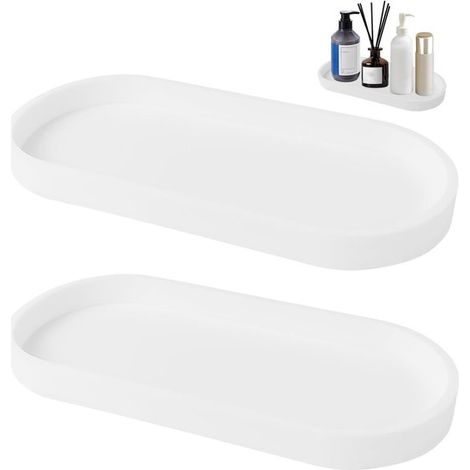 Set di vassoi decorativi in silicone per il bagno - Piccoli vassoi portaoggetti per cosmetici e utensili da cucina - Accessori moderni per il bagno, ideali per lavandini e vasche da bagno (1/5)
