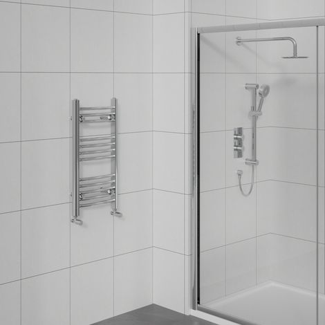 Curved Heated Towel Warmer Bathroom Radiator Chrome 700x400mm (1/5)