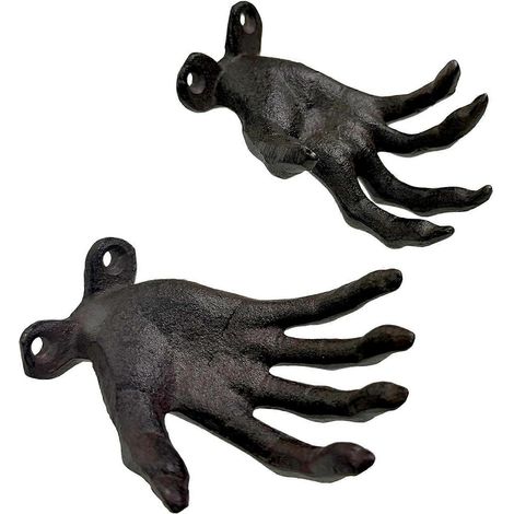 Gruseliger Wandhaken mit Handmotiv, Metall im Used-Look, gotische Handstatue, Teelichthalter, Kerzenhalter, Schmuckhaken für Ringe, Eingangsbereich, Schlafzimmer, Innendekoration (1/4)