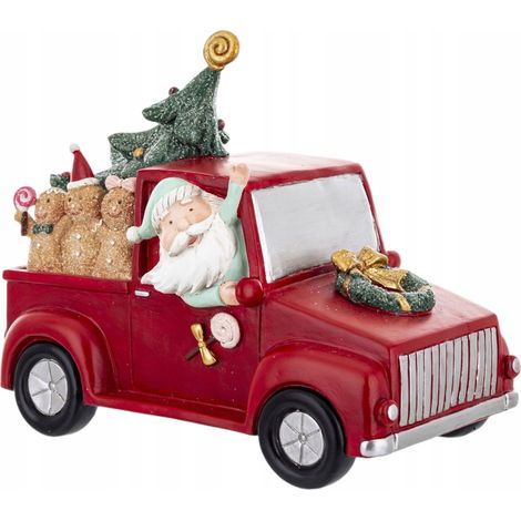 Weihnachtsfigur Weihnachtsmann im Auto mit Lebkuchenmännern, 18 cm (1/5)