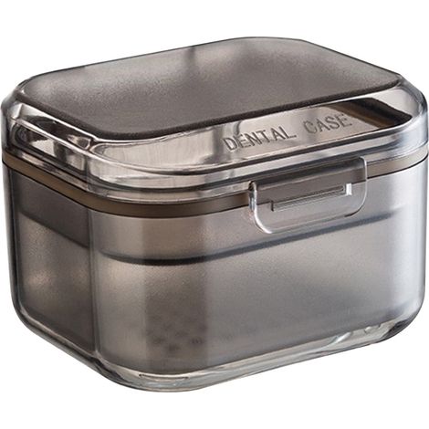 Boîte pour Dentier avec Panier Égouttoir, Étui de Nettoyage 7.3 x 8 x 5.5 cm (1/5)