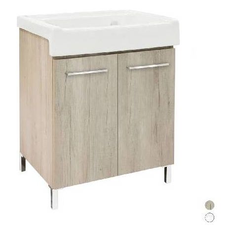 MOBILE LAVATOIO CON LAVABO IN CERAMICA 2  ANTE Misura: Olmo Montano - LxP 60x50 cm