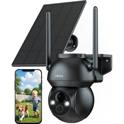Camera Solaire Exterieur WiFi sans Fil 2K PTZ Camera Surveillance Vision Nocturne Colorée Détection Humaine PIR Étanche IP66 Audio Bidirectionnel Cloud TF Stockage (1/5)