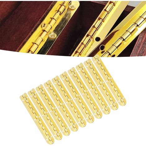 10 Pièces Charnière 100mm pour Boîte en Bois Ovale, Charnière à 90 Degrés Jaune, Charnière Longue à Languette