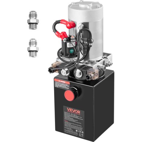 Pompe Hydraulique à Double Effet 3,8 L, Groupe de Bennage pour Camion Pression de Décharge Max. 22 MPa et Débit 3,4 L/min, pour Remorque à Benne Basculante Camion-benne, Réservoir Métallique (1/5)