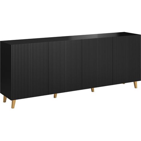 Aparador Dicto, Negro, 83x201cm, Número de puertas: 440cm, Aglomerado laminado, MDF