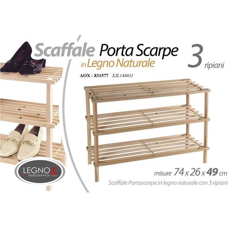 Armario para zapatos de madera 74x26x49 cm con 3 estantes