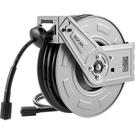 Enrouleur de tuyau haute pression 19,8 m rétractable en acier 3200 PSI pour lavage de voiture jardinage nettoyage sols (1/5)