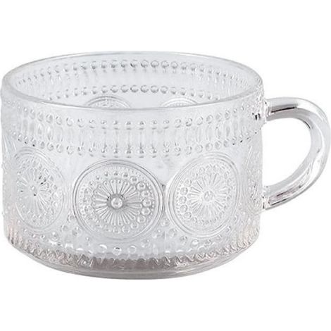 Tasse à café,Tasses en verre gaufré transparent,Tasse à thé en verre,Tasse petit-déjeuner avec poignée,pour Cappuccino,latte,yaourt (1/3)