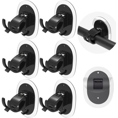 Paquete de 6 soportes autoadhesivos para barras de cortina sin necesidad de taladrar. Ideales para dormitorio, sala de estar, cocina y baño. (1/4)