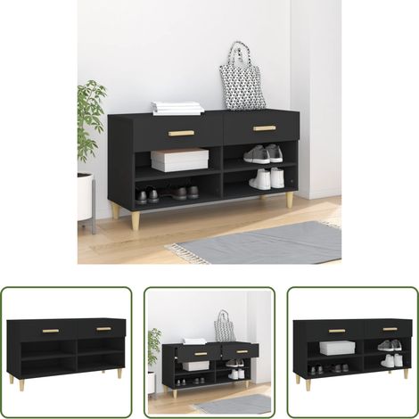 Schuhschrank Schwarz - Schuhschrank Schwarz 102x35x55 cm Holzwerkstoff (1/5)