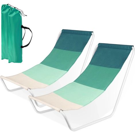 Chaise longue de plage pliante 2 pièces.