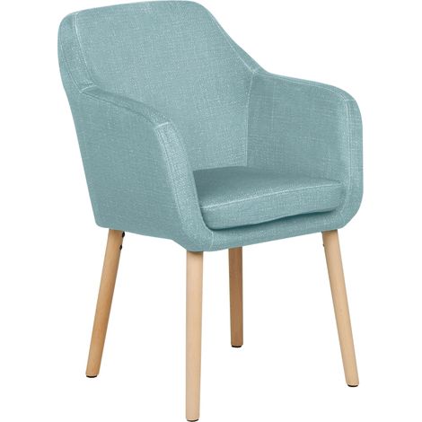 Sedia da pranzo classica imbottita in tessuto di velluto con braccioli gambe in legno blu Yorkville