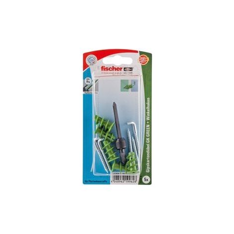 Fischer 5x tasselli cartongesso GK GREEN WH con gancio angolare - 524838