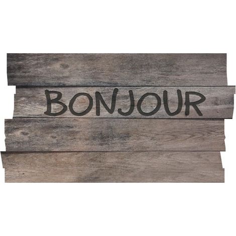 Tappeto Boston Decoupage Piano Bonjour Grigio 40x70cm - Idmat
