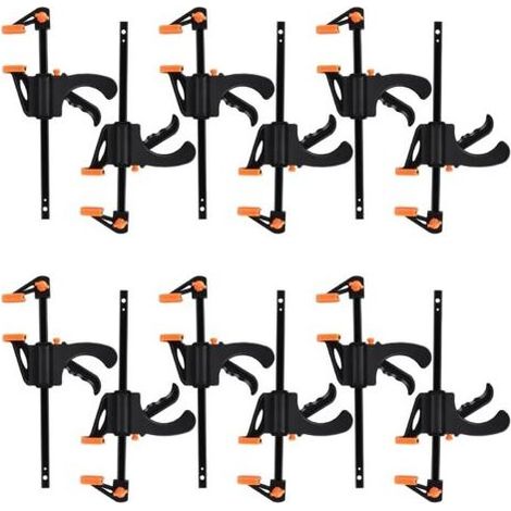 Kaelt - Aougo – 10 pièces serre-joints à une main – Pince de table à cliquet – Capacité de serrage 11 kg – Longueur 195 mm – Plage de serrage 35 à 100 mm (1/5)